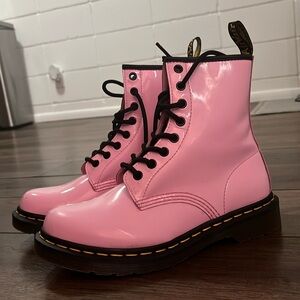 Pink lace-up Doc Martens